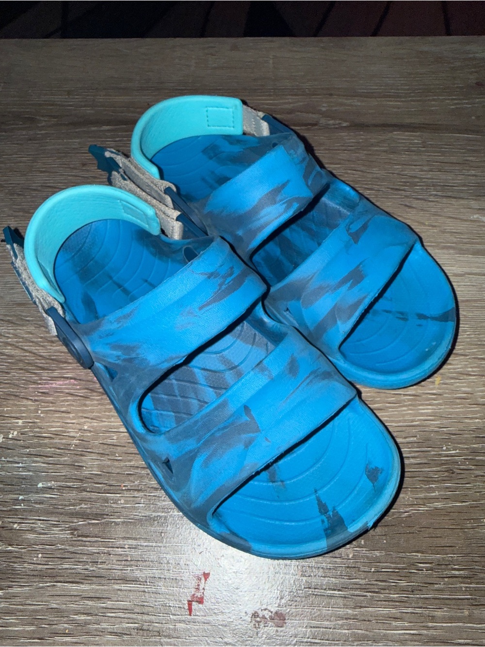 Kids Teal Blue Adjustable Strap Sandals
